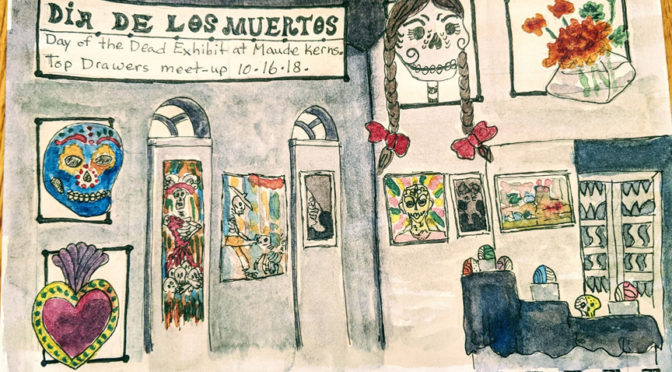 Sketching the Dia de los Muertos Exhibit